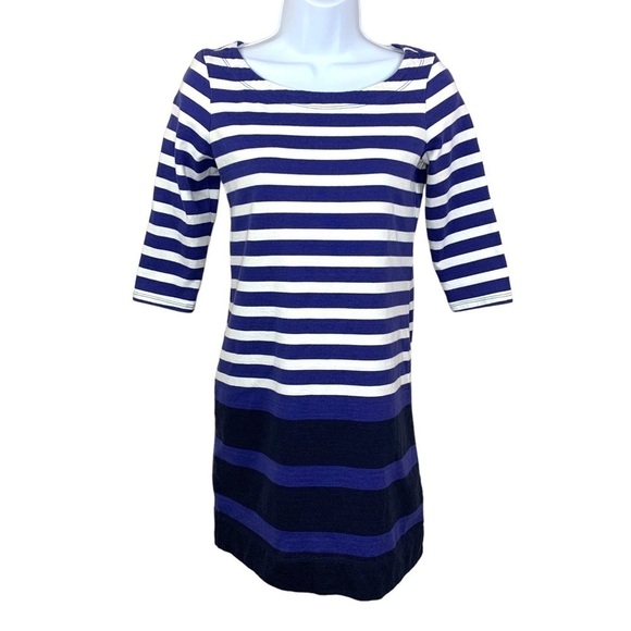 Banana Republic Blue White Striped Dress Stretch Petite Extra Small - Picture 1 of 11